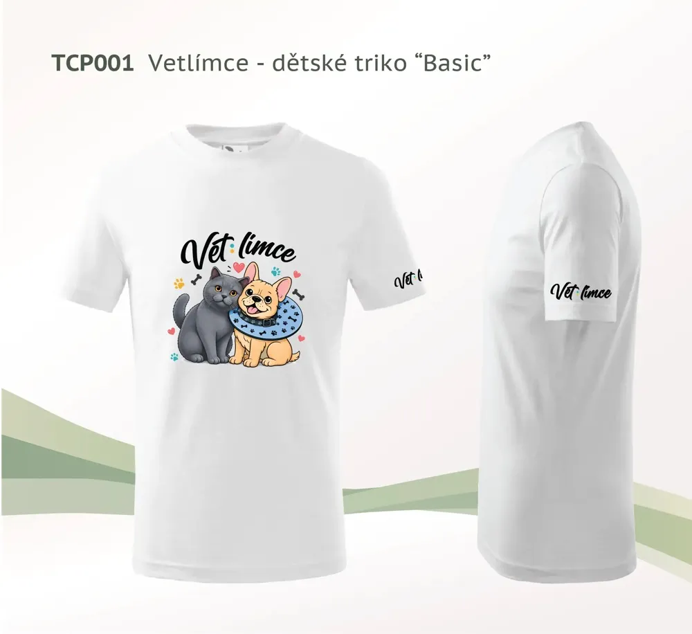 Dětské tričko VETlímce — Fluffy a buldoček se srdíčky