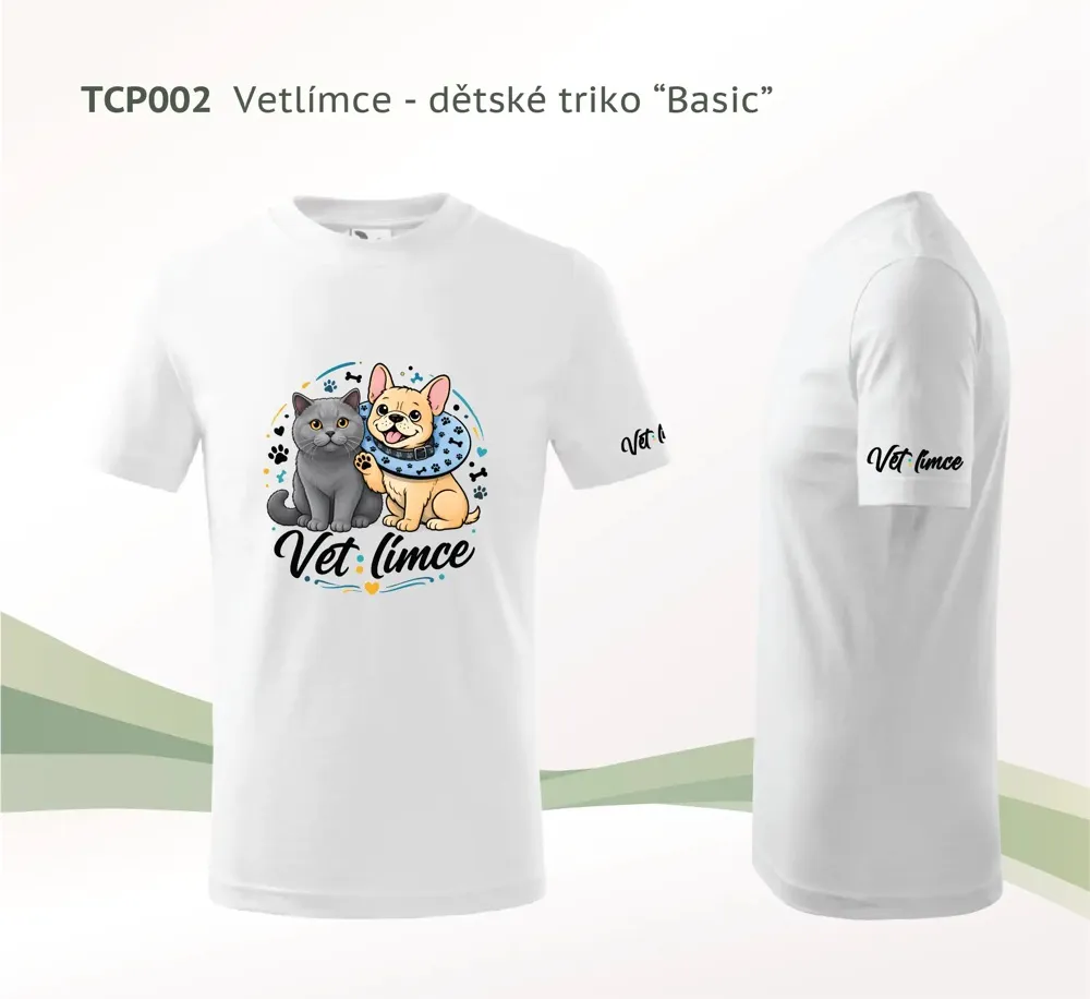Dětské tričko VETlímce — Fluffy a buldoček „tlapičky“