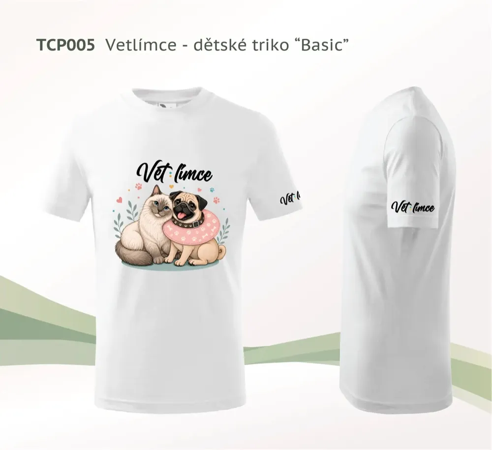Dětské tričko VETlímce — Daisy a mopsík „Mějme se rádi“