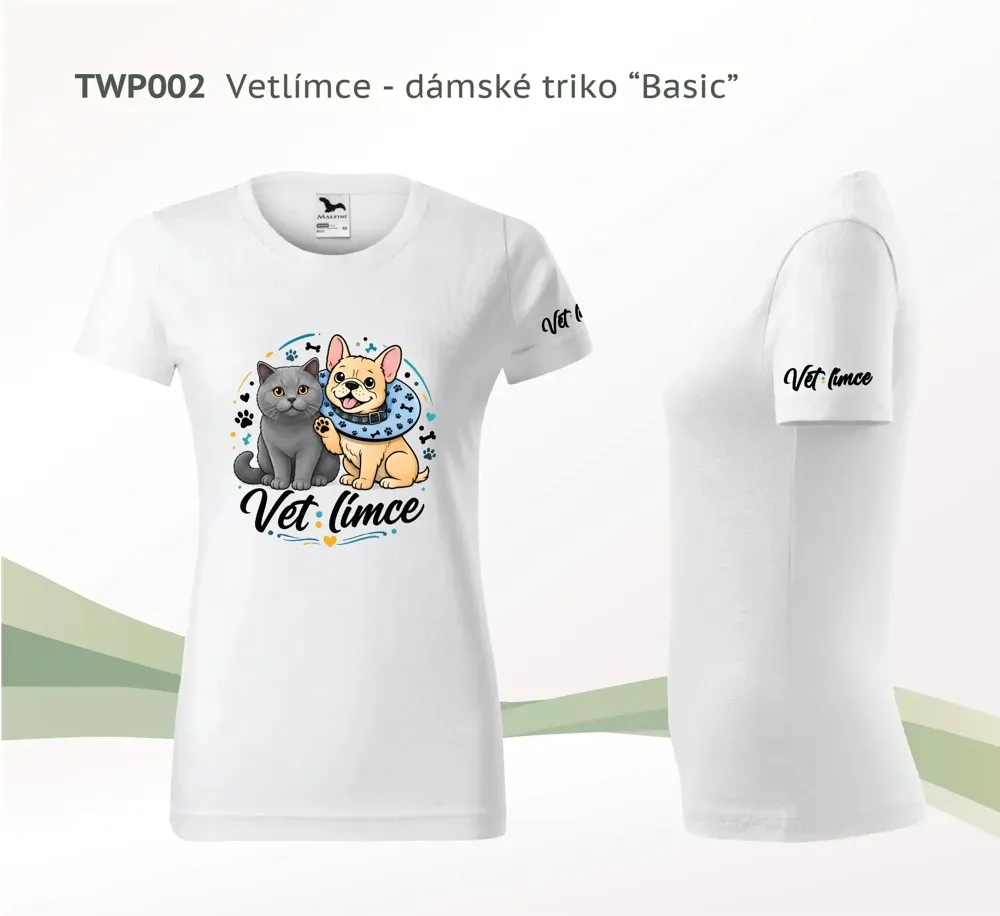 Dámské tričko VETlímce — Fluffy a buldoček „tlapičky“
